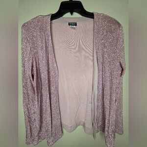 MSK Women's Vintage Pink Shimmery Cardigan Made In USA Size Large